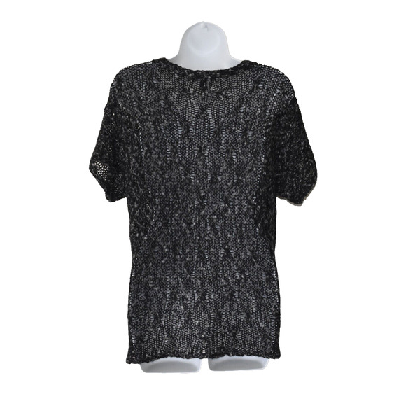 A5 NEW EILEEN FISHER Cotton/Nylon Knit Short Sleeve V-Neck Pullover Sweater Sz M - Picture 2 of 5